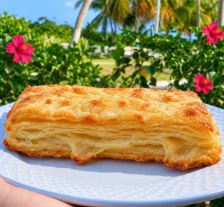 Folhado de carne seca com queijo coalho, assado e dourado, com massa leve e crocante.